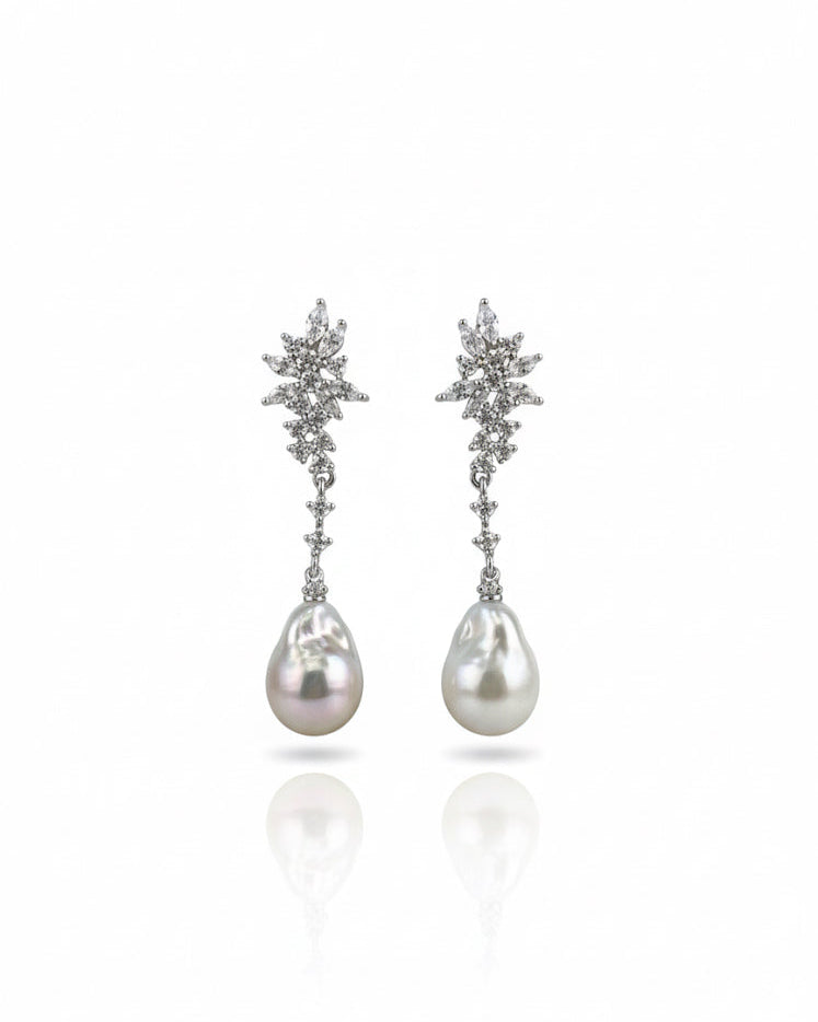 Crystal Drop Baroque Pearl Earrings