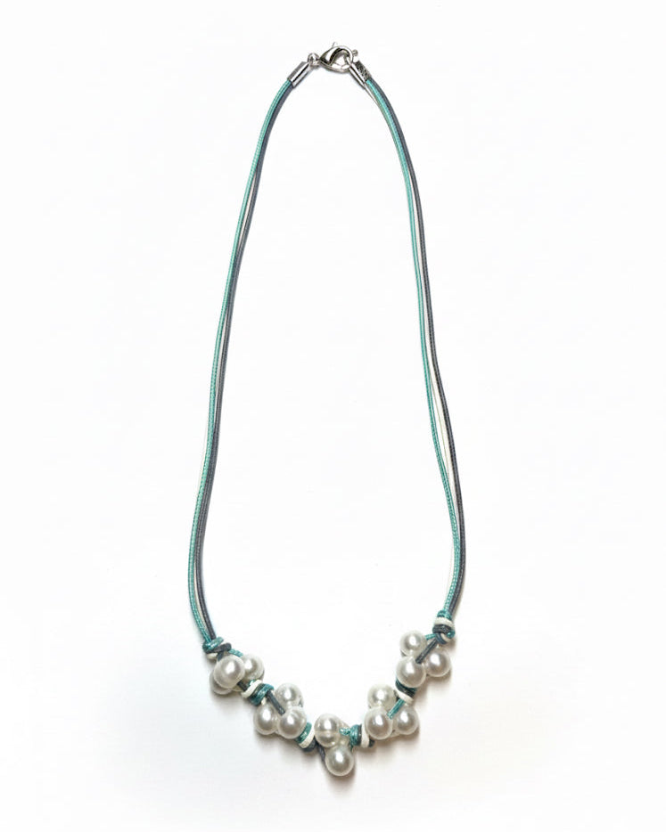 Triple-Cord Knotted Pearl Necklace
