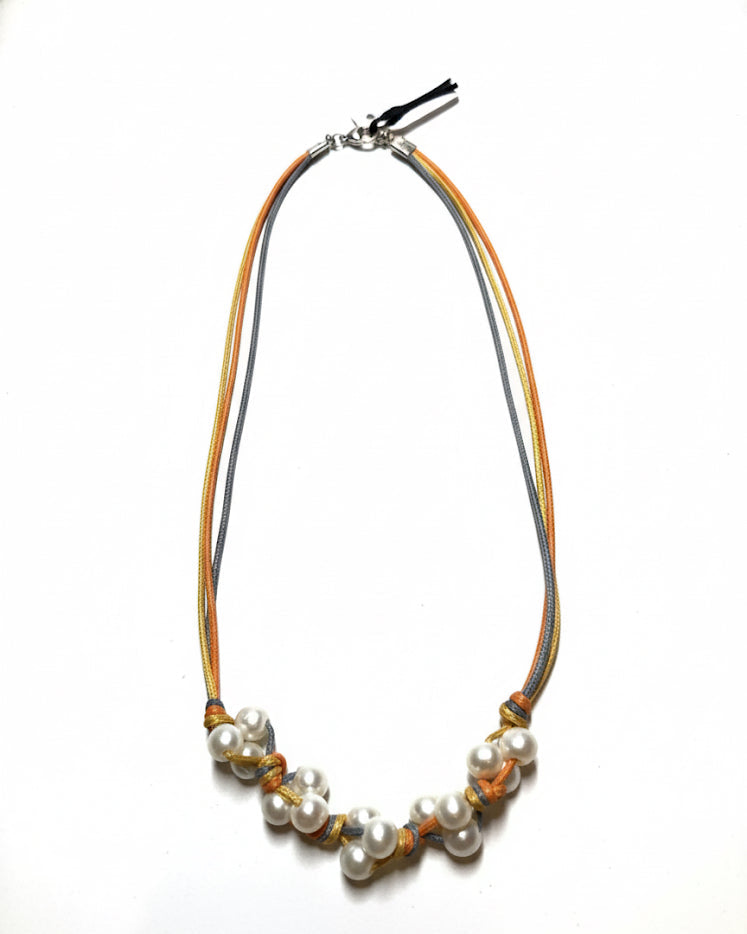 Triple-Cord Knotted Pearl Necklace