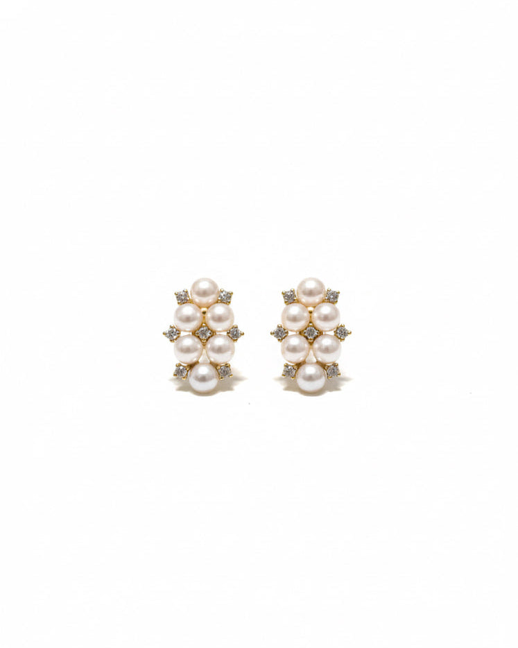 Pearl & Crystal Cluster Earrings