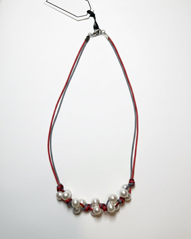 Triple-Cord Knotted Pearl Necklace