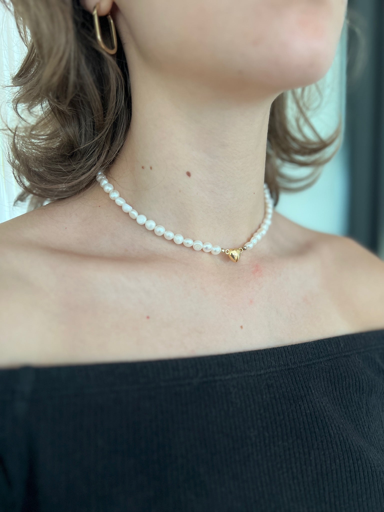 Freshwater Pearl Necklace- Heart